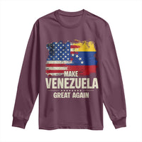 Make Venezuela Great Again Long Sleeve Shirt Distressed US and Venezuela Flag Unity - Wonder Print Shop