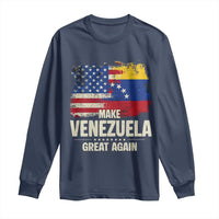 Make Venezuela Great Again Long Sleeve Shirt Distressed US and Venezuela Flag Unity - Wonder Print Shop