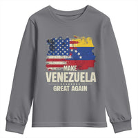 Make Venezuela Great Again Youth Sweatshirt Distressed US and Venezuela Flag Unity - Wonder Print Shop