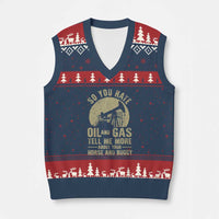 So You Hate Oil and Gas Satirical Political V-Neck Knit Sweater Vest Tell Me About Your Horse and Buggy Energy Commentary - Wonder Print Shop