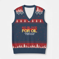 No Blood for Oil V-Neck Knit Sweater Vest Venezuela Sovereignty Resource Justice - Wonder Print Shop