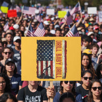 Drill Baby Drill American Flag Protest Sign Oil Rig Oildfield Energy Industry Patriot