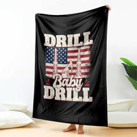 Drill Baby Drill American Flag Throw Blanket Retro Oilfield Oil Rig Patriot - Wonder Print Shop