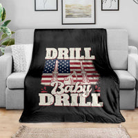 Drill Baby Drill American Flag Throw Blanket Retro Oilfield Oil Rig Patriot - Wonder Print Shop
