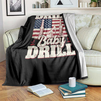 Drill Baby Drill American Flag Throw Blanket Retro Oilfield Oil Rig Patriot - Wonder Print Shop