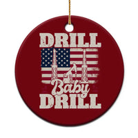 Drill Baby Drill American Flag Ceramic Ornament Retro Oilfield Oil Rig Patriot - Wonder Print Shop