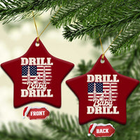 Drill Baby Drill American Flag Ceramic Ornament Retro Oilfield Oil Rig Patriot - Wonder Print Shop