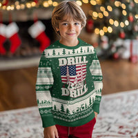 Drill Baby Drill American Flag Ugly Christmas Sweater Retro Oilfield Oil Rig Patriot - Wonder Print Shop