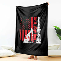 Drill Baby Drill American Flag Throw Blanket Distressed Oil Rig Oildfield Energy Industry - Wonder Print Shop