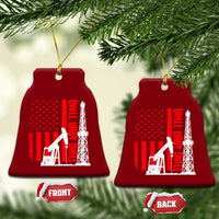 Drill Baby Drill American Flag Ceramic Ornament Distressed Oil Rig Oildfield Energy Industry - Wonder Print Shop
