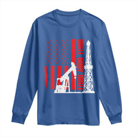 Drill Baby Drill American Flag Long Sleeve Shirt Distressed Oil Rig Oildfield Energy Industry - Wonder Print Shop