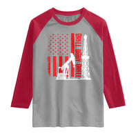 Drill Baby Drill American Flag Raglan Shirt Distressed Oil Rig Oildfield Energy Industry - Wonder Print Shop