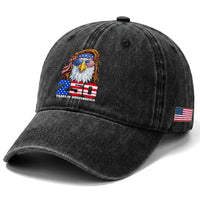 250 Years of Independece Patriotic Eagle Washed Cotton Baseball Cap 1776 2026 USA Flag 4th of July Semiquincentennial