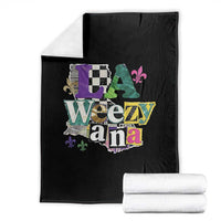 Colorful La-Weezi-ana Mardi Gras Louisiana Pride Throw Blanket Funky Carnival Vibes