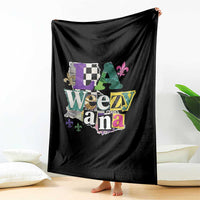 Colorful La-Weezi-ana Mardi Gras Louisiana Pride Throw Blanket Funky Carnival Vibes