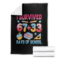 I Survived 67 Plus 33 100 Days of School Throw Blanket Six Seven Meme Colorful Math Humor - Wonder Print Shop