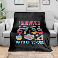 I Survived 67 Plus 33 100 Days of School Throw Blanket Six Seven Meme Colorful Math Humor - Wonder Print Shop