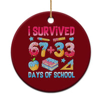 I Survived 67 Plus 33 100 Days of School Ceramic Ornament Six Seven Meme Colorful Math Humor - Wonder Print Shop
