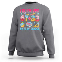 I Survived 67 Plus 33 100 Days of School Sweatshirt Six Seven Meme Colorful Math Humor - Wonder Print Shop