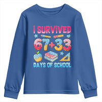 I Survived 67 Plus 33 100 Days of School Youth Sweatshirt Six Seven Meme Colorful Math Humor - Wonder Print Shop