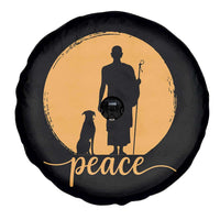 Monk and Dog Silhouette Peace Spare Tire Cover Spiritual Walk for Peace Sunset - Wonder Print Shop