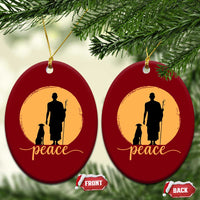 Monk and Dog Silhouette Peace Ceramic Ornament Spiritual Walk for Peace Sunset - Wonder Print Shop