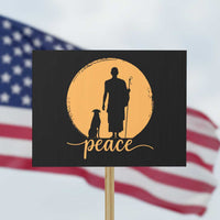 Monk and Dog Silhouette Peace Protest Sign Spiritual Walk for Peace Sunset