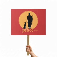 Monk and Dog Silhouette Peace Protest Sign Spiritual Walk for Peace Sunset