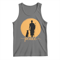 Monk and Dog Silhouette Peace Tank Top Spiritual Walk for Peace Sunset - Wonder Print Shop