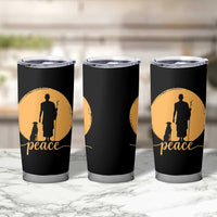 Monk and Dog Silhouette Peace Tumbler Cup Spiritual Walk for Peace Sunset - Wonder Print Shop