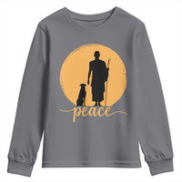 Monk and Dog Silhouette Peace Youth Sweatshirt Spiritual Walk for Peace Sunset - Wonder Print Shop