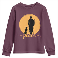 Monk and Dog Silhouette Peace Youth Sweatshirt Spiritual Walk for Peace Sunset - Wonder Print Shop