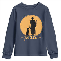 Monk and Dog Silhouette Peace Youth Sweatshirt Spiritual Walk for Peace Sunset - Wonder Print Shop