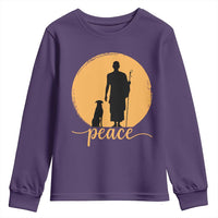 Monk and Dog Silhouette Peace Youth Sweatshirt Spiritual Walk for Peace Sunset - Wonder Print Shop