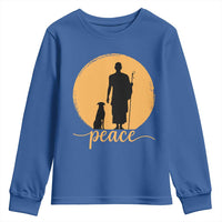 Monk and Dog Silhouette Peace Youth Sweatshirt Spiritual Walk for Peace Sunset - Wonder Print Shop