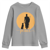 Monk and Dog Silhouette Peace Youth Sweatshirt Spiritual Walk for Peace Sunset - Wonder Print Shop