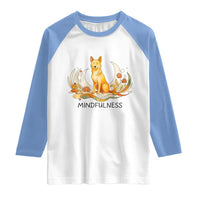 Mindful Aloka the Dog Mindfulness Raglan Shirt Zen Lotus Spiritual Calm