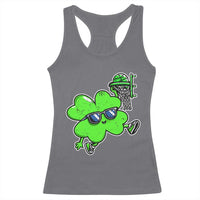 Funny Basketball Shamrock Racerback Tank Top Dunking Sports Player St. Patrick's Day