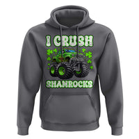 Funny St Patricks Day Monster Truck Hoodie I Crush Shamrocks Retro