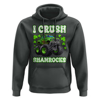 Funny St Patricks Day Monster Truck Hoodie I Crush Shamrocks Retro