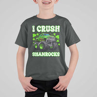 Funny St Patricks Day Monster Truck T Shirt For Kid I Crush Shamrocks Retro
