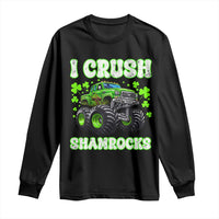 Funny St Patricks Day Monster Truck Long Sleeve Shirt I Crush Shamrocks Retro