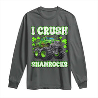 Funny St Patricks Day Monster Truck Long Sleeve Shirt I Crush Shamrocks Retro
