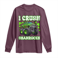 Funny St Patricks Day Monster Truck Long Sleeve Shirt I Crush Shamrocks Retro