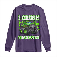 Funny St Patricks Day Monster Truck Long Sleeve Shirt I Crush Shamrocks Retro