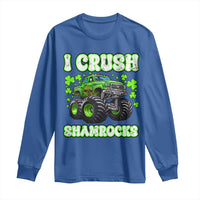 Funny St Patricks Day Monster Truck Long Sleeve Shirt I Crush Shamrocks Retro