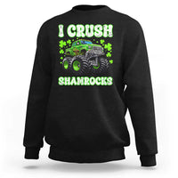 Funny St Patricks Day Monster Truck Sweatshirt I Crush Shamrocks Retro