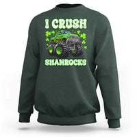 Funny St Patricks Day Monster Truck Sweatshirt I Crush Shamrocks Retro