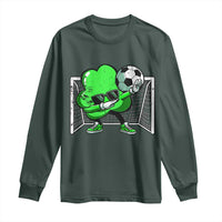 Funny Soccer Shamrock Long Sleeve Shirt Dabbing Player St. Patrick's Day