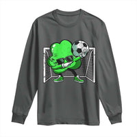 Funny Soccer Shamrock Long Sleeve Shirt Dabbing Player St. Patrick's Day